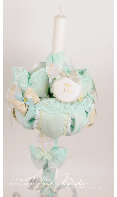 Lumanare de botez pentru baieti cu balaone de aer cald, 65x4 cm, Dream big little one 6